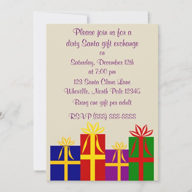 Dirty Santa Christmas Invitation (Front)