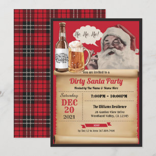 Dirty Santa Christmas Party Vintage Invitation