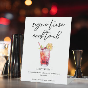 Dirty Shirley Bridal Shower Signature Cocktail Pedestal Sign