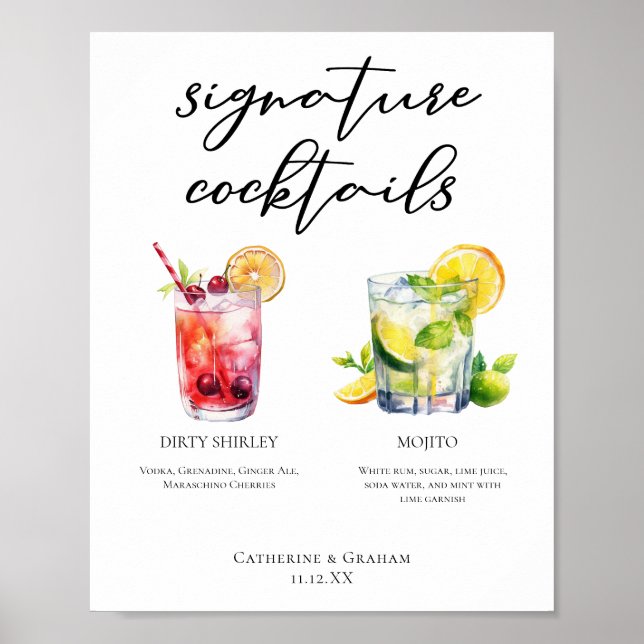 Dirty Shirley Mojito Signature Cocktails Menu Poster (Front)