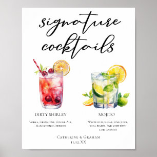 Dirty Shirley Mojito Signature Cocktails Menu Poster