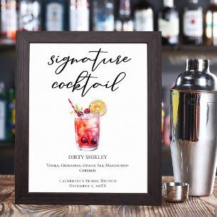 Dirty Shirley Signature Cocktail Bridal Shower Poster