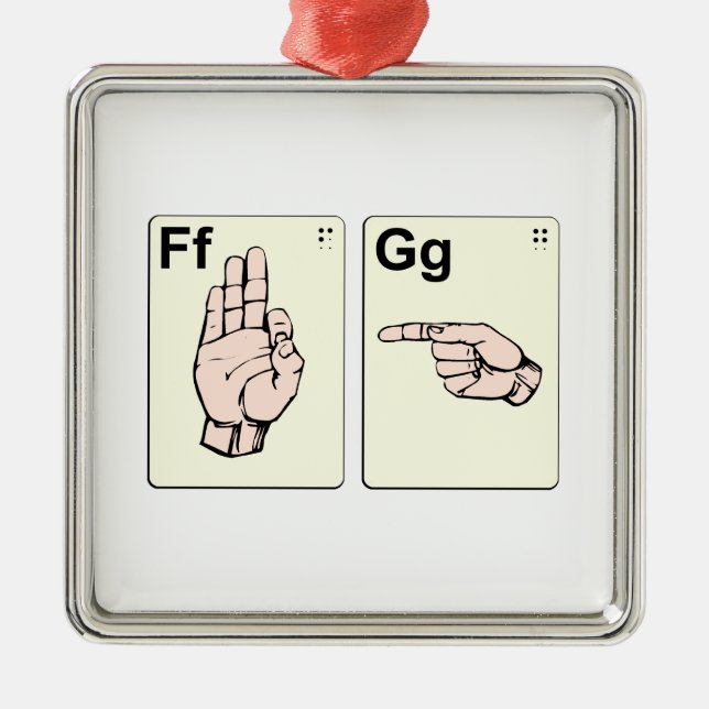 Dirty Sign Language Flash Cards Metal Tree Decoration (Front)