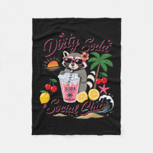 Dirty Soda Social Club Racoon Summer Vacation Fleece Blanket