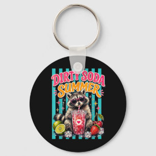 Dirty Soda Summer Retro Racoon Key Ring