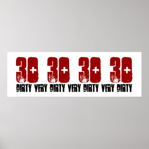 Dirty Thirty 30 Birthday Party Poster Grunge Red