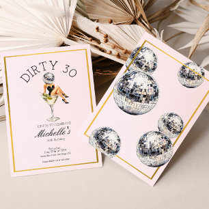 Dirty Thirty 30th Birthday Party Disco Martini  Invitation