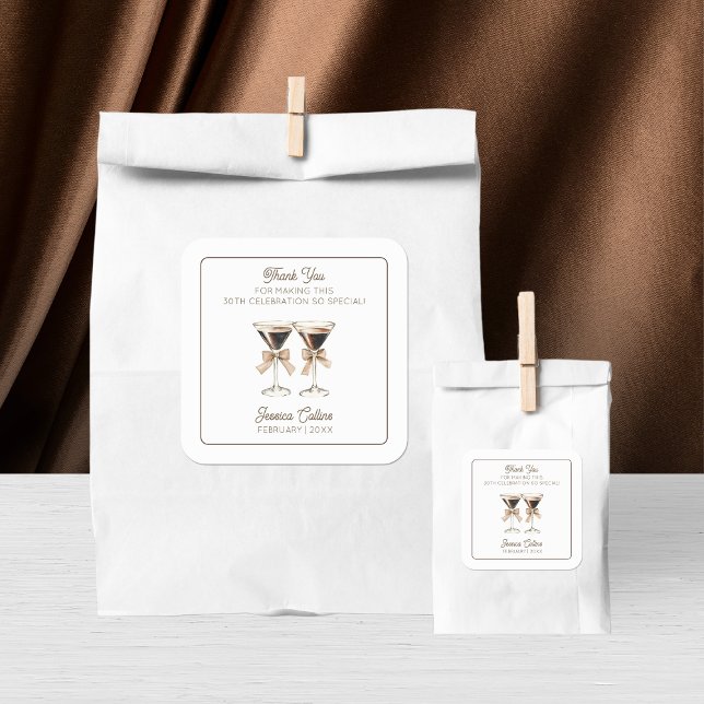 Dirty Thirty 30th Birthday Party Espresso Cocktail Square Sticker (Dirty Thirty 30th Birthday Party Espresso Cocktail Square Sticker)