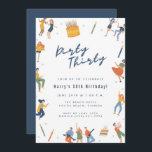 Dirty Thirty 30th Birthday Party  Invitation<br><div class="desc">Celebrate a 30th birthday with this "dirty thirty" party invitation. Customised with your party details and reverses to coordinating blue on the back.</div>