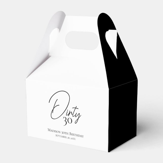 Dirty Thirty 30th Black & White Birthday Favour Box (Front Side)