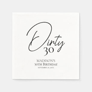 Dirty Thirty 30th Black & White Birthday Napkin