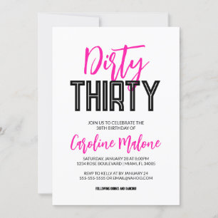 Dirty Thirty Birthday Invitation 