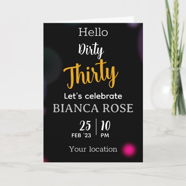 Dirty Thirty Birthday Invitation Cards (Front)
