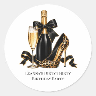 Dirty Thirty Black Gold Birthday Party Classic Round Sticker