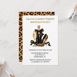 Dirty Thirty Black Gold Birthday Party Invitation