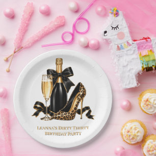 Dirty Thirty Black Gold Birthday Party Paper Plate