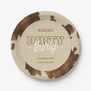 Dirty Thirty Country Western 30th Birthday Party Paper Plate