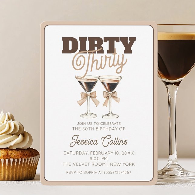 Dirty Thirty Espresso Cocktail 30th Birthday Party Invitation (Dirty Thirty Espresso Cocktail 30th Birthday Party Invitation)