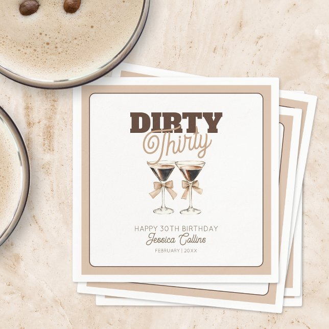 Dirty Thirty Espresso Cocktail 30th Birthday Party Napkin (Dirty Thirty Espresso Cocktail 30th Birthday Party Napkins)