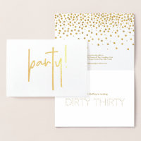 Dirty Thirty Gold Bubbly Birthday Party Invitation