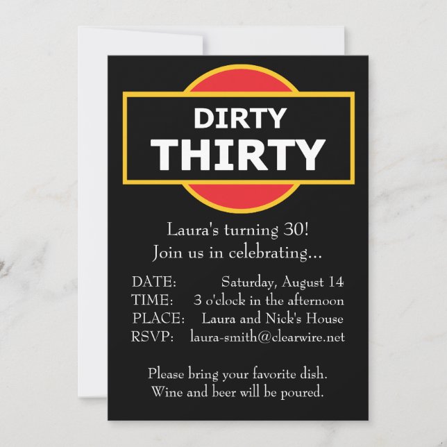 Dirty Thirty Invitation Birthday 30 (Front)