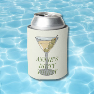 Dirty thirty martini 30th watercolor can cooler