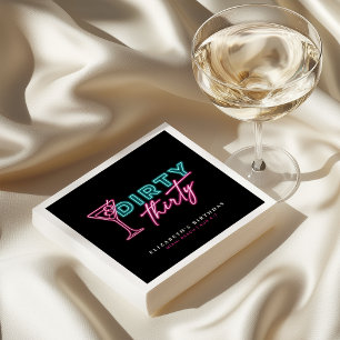 Dirty Thirty Neon Blue & Pink 30th Birthday Napkin