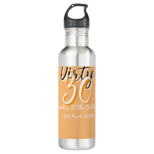 Dirty thirty orange white simple retro birthday ad 710 ml water bottle