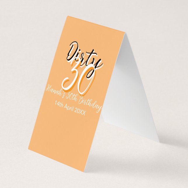 Dirty thirty orange white simple retro birthday ad business card (Back)