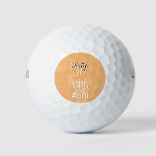 Dirty thirty orange white simple retro birthday ad golf balls
