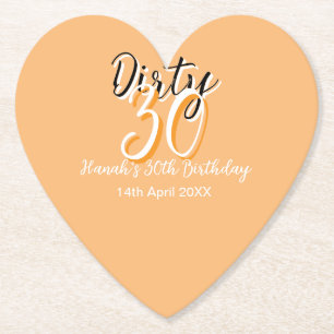 Dirty thirty orange white simple retro birthday ad paper coaster