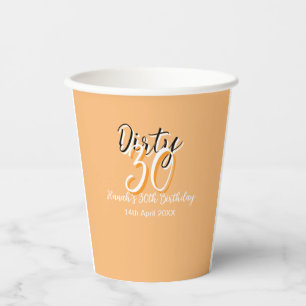Dirty thirty orange white simple retro birthday ad paper cups