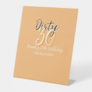 Dirty thirty orange white simple retro birthday ad pedestal sign