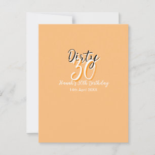 Dirty thirty orange white simple retro birthday ad postcard