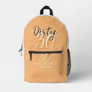 Dirty thirty orange white simple retro birthday ad printed backpack