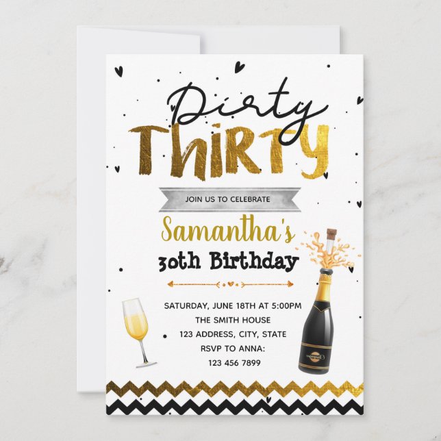Dirty thirty party invitation (Front)