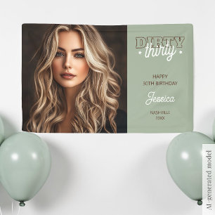 Dirty Thirty Photo Western Rodeo 30th Birthday Banner