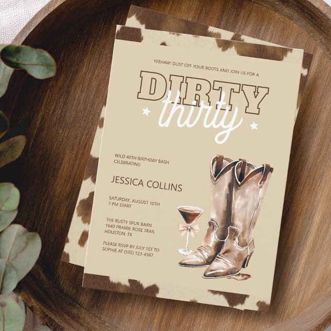 Dirty Thirty Western Country 30th Birthday Party Invitation (Dirty Thirty Western Country 30th Birthday Party Invitation)