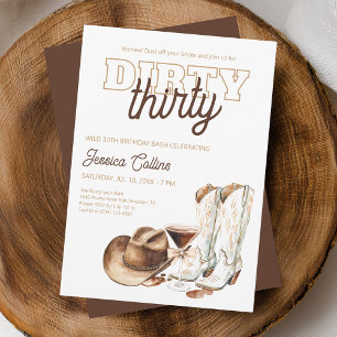 Dirty Thirty Western Cowgirl 30th Birthday Party Invitation