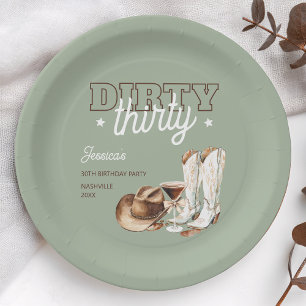 Dirty Thirty Western Rodeo 30th Birthday Party Paper Plate