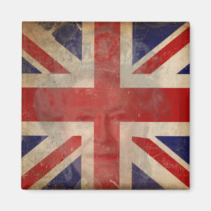 Dirty U.K. Flag Magnet with Queen Elizabeth II