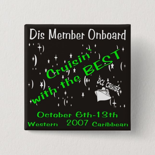 dis boards pin10 15 cm square badge (Front)