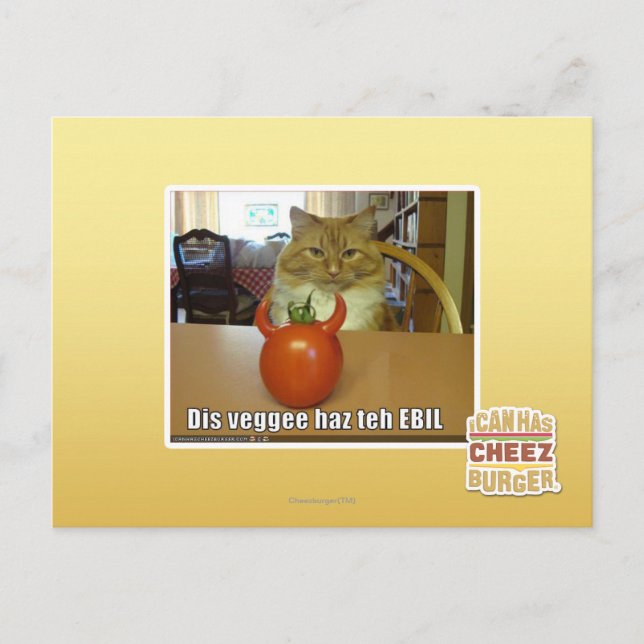 Dis veggee haz the EBIL Postcard (Front)
