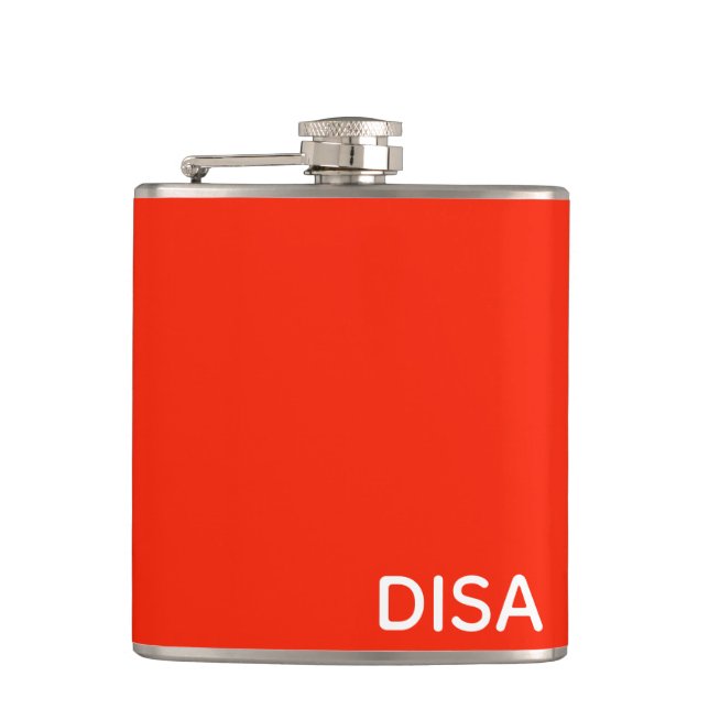 Disa Red colour name Hip Flask (Front)