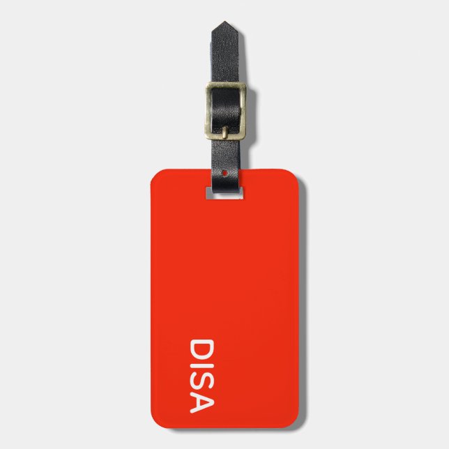 Disa Red colour name Luggage Tag (Front Vertical)