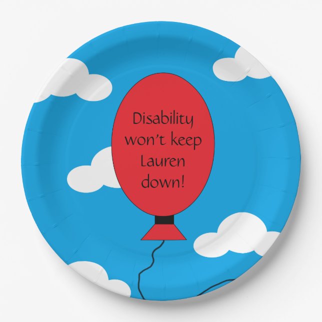 Disability and Confidence:  Blue  Paper Plate (Front)