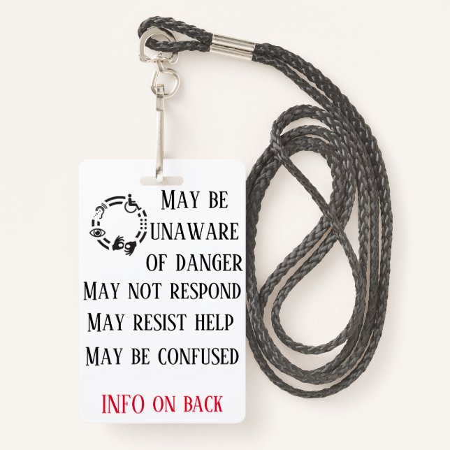 Disability Awareness Badge with lanyard ID Badge (Front with Lanyard)