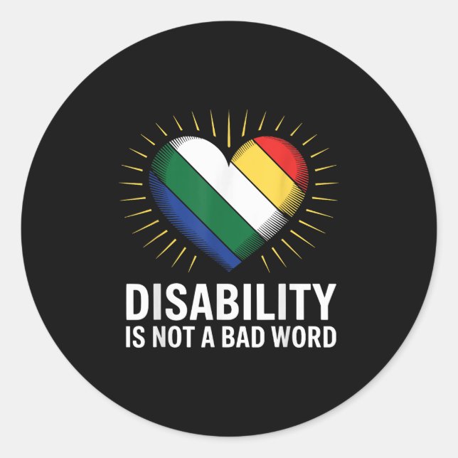 Disability Is Not A Bad Word Disability Pride Flag Classic Round Sticker (Front)