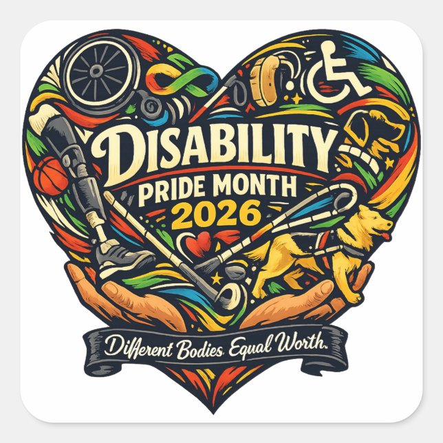 Disability Pride 2026 Heart Sticker (Front)
