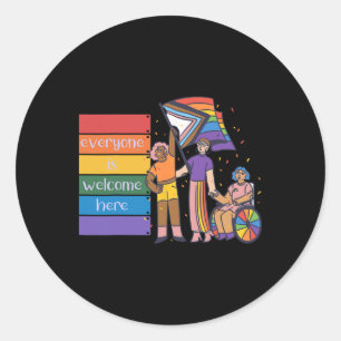 Disability Pride Everyone Is Welcome Here.png Classic Round Sticker